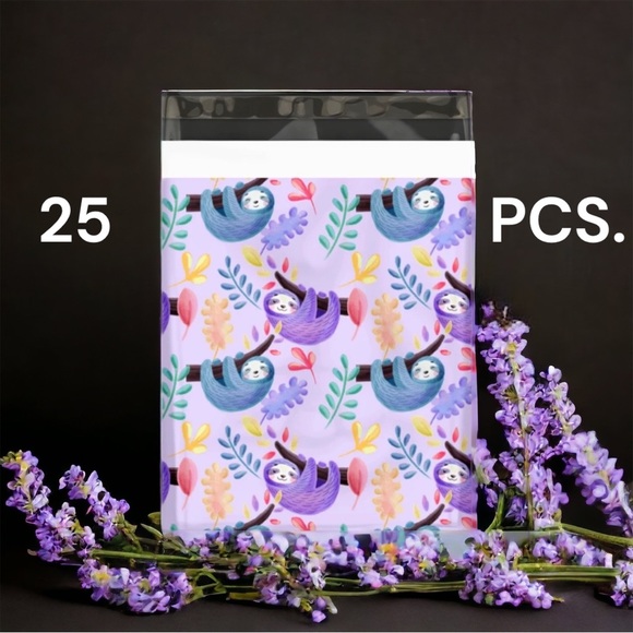 Other - 25 10X13 Poly Mailers Purple Sloths Shipping Envelopes Bags PRICE IS FIRM